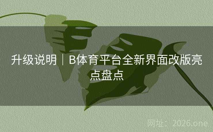 升级说明｜B体育平台全新界面改版亮点盘点